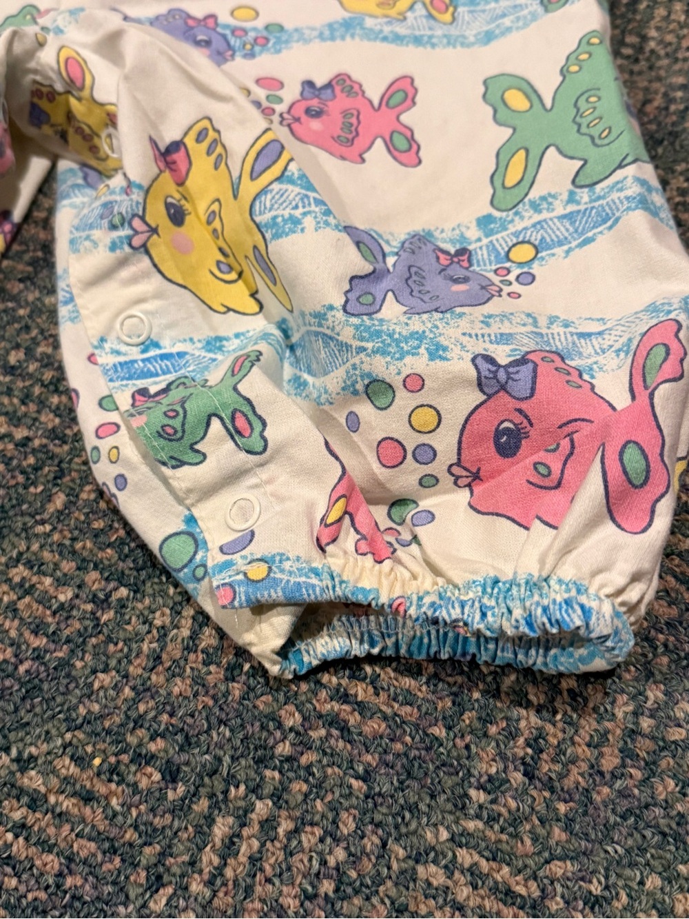 Vtg 90’s OshKosh B'gosh Vestbak Fish Print Overalls size 12mos - Picture 4 of 12